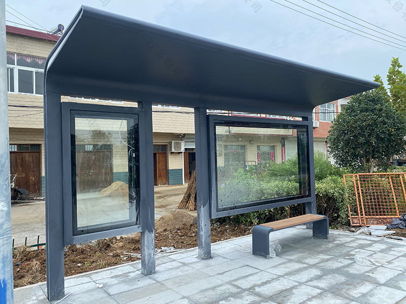 明光简易款公交站台安装实景