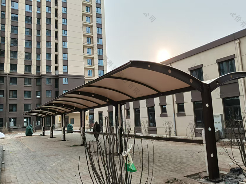 河北膜结构停车棚安装实景