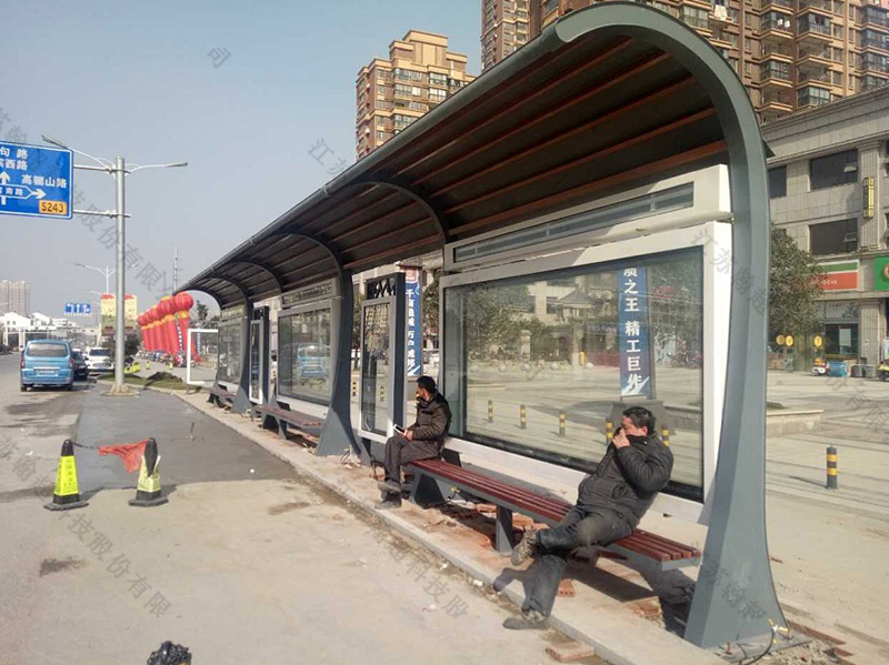 句容特色公交站台安装实景