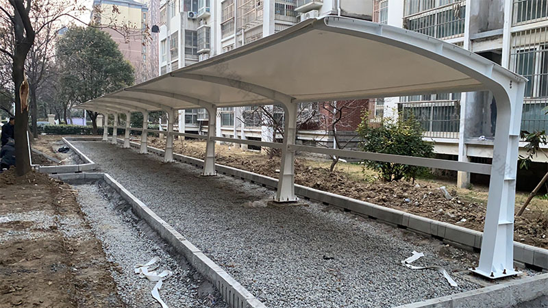 江苏膜结构停车棚安装实景