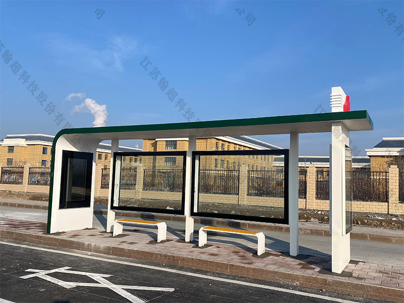 石河子公交车候车亭安装实景