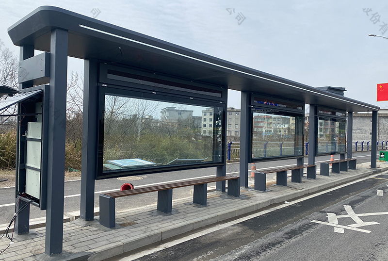 淮南城镇公交候车亭安装实景案例